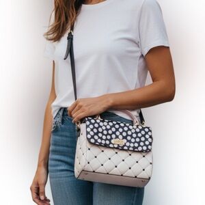 Betsey Johnson Navy and White Polka Dot Crossbody Bag